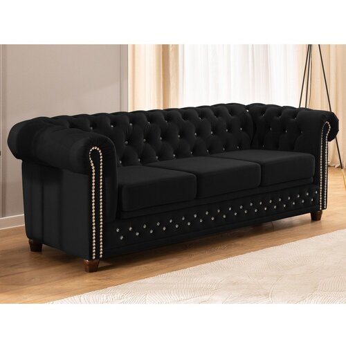 Ropez Crna bar&amp;scaron;unasti sklopiva sofa 203 cm York Blik &amp;ndash; Slike