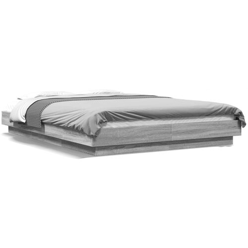VidaXL Posteljni okvir z LED lučkami siva sonoma 140x200 cm inž. les Slike