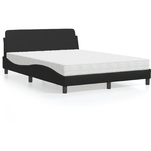 VidaXL Postelja z vzmetnico črna 140x200 cm umetno usnje Slike
