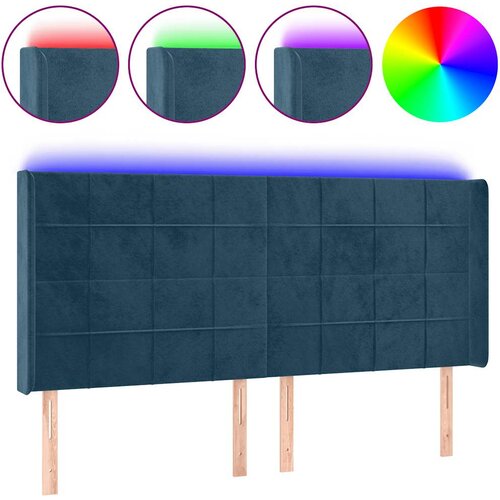  LED uzglavlje tamnoplavo 203 x 16 x 118/128 cm od tkanine Slike