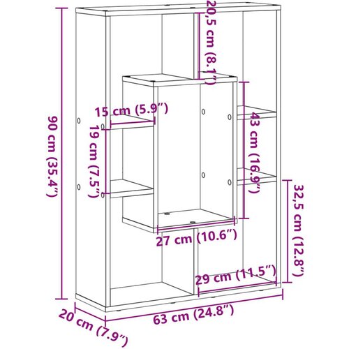 vidaXL Knjižna omara starinski les 63x20x90 cm inženirski les Cene