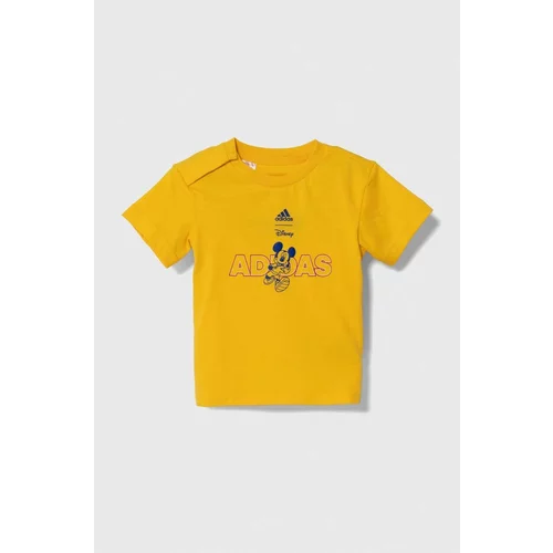 Adidas Otroška bombažna kratka majica rumena barva
