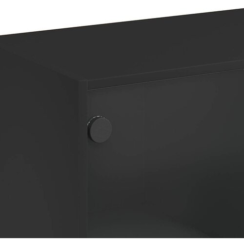  Stolić za kavu sa staklenim vratima crni 102 x 50 x 42 cm Slike