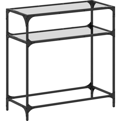 vidaXL Konzolna mizica s stekleno površino 80x35x81 cm jeklo Cene