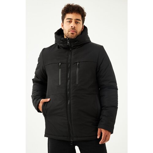 D1fference Men&amp;#039;s Black Shearling Inner Waterproof And Windproof With Hooded Winter Sports Jacket &amp;amp; Coat &amp;amp; Parka. Slike