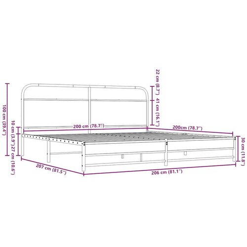  okvir kreveta bez madraca smeđa boja hrasta 200x200 cm Slike