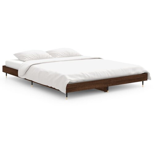 VidaXL Posteljni okvir rjav hrast 135x190 cm inženirski les, (20737254) Slike
