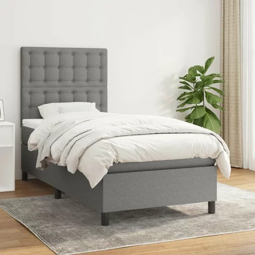  Box spring postelja z vzmetnico temno siva 90x200 cm blago, (20899103)