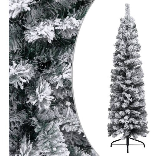  Ozka umetna novoletna jelka s snegom zelena 150 cm PVC Slike