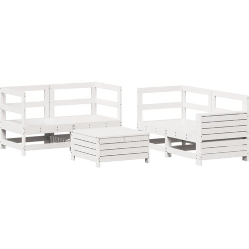 VidaXL 5-dijelni set vrtnih sofa bijeli od masivne borovine Slike
