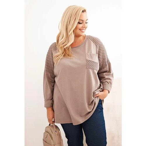 Kesi Włoski Plus Size women&amp;#039;s cotton blouse with fango print color Slike