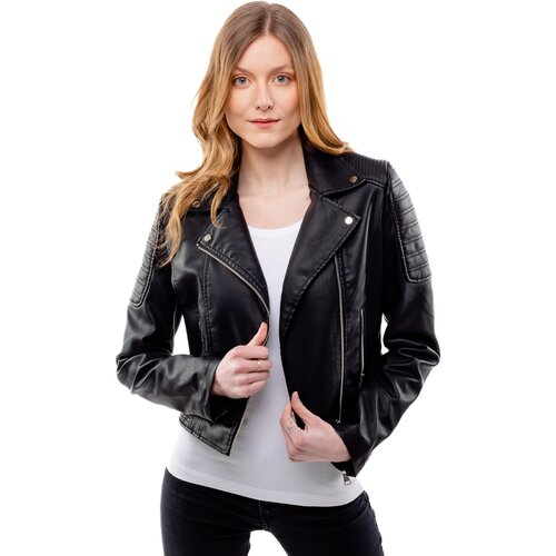 Glano Women's Leatherette Jacket - Black Slike
