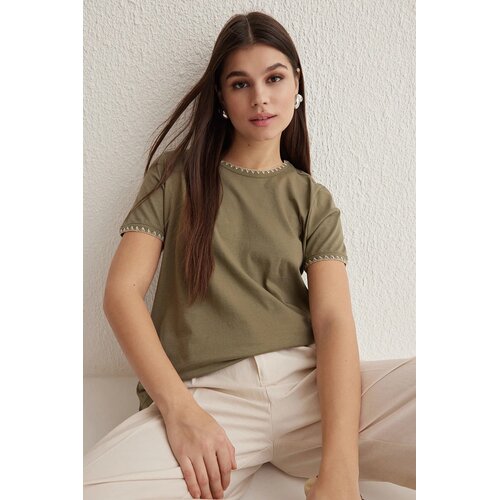 TRENDYOLMILLA Ženska majica TWOSS19AD0085, Kaki Cene