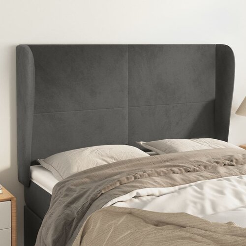 vidaXL Uzglavlje s ušima tamnosivi 147x23x118/128 cm baršunasti Cijene