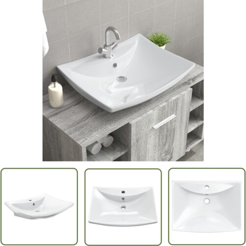 The Living Store Razko&amp;scaron;en keramičen umivalnik z odprtino za pipo -, (21744758) Slike
