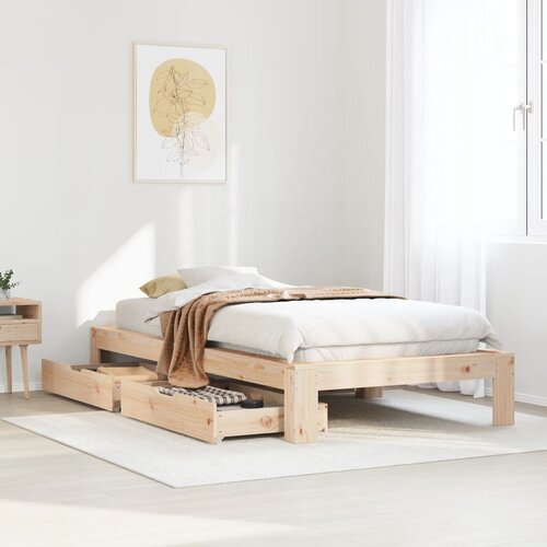 vidaXL Posteljni okvir brez vzmetnice 75x190 cm trdna borovina Cene