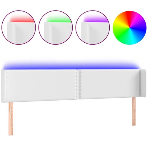 Maison Chic led posteljno vzglavje - vzglavna omarica - nočna omarica belo 183x16x78/88 cm umetno usnje, (21711967) Slike