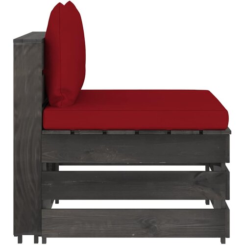  Modularna srednja sofa s jastucima od sivo impregniranog drva Crvena Slike