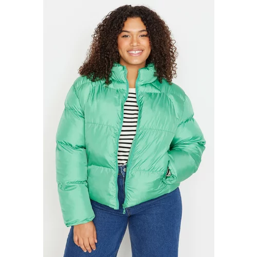 Trendyol Curve Plus Size Winterjacket - Green - Puffer