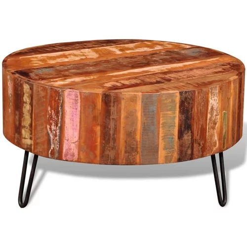  Klubska mizica iz trdnega predelanega lesa okrogla