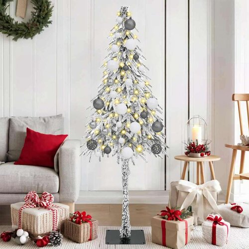 vidaXL Božično drevo med 150 LED z stojalom Bela 150 cm PE in jeklo Cene