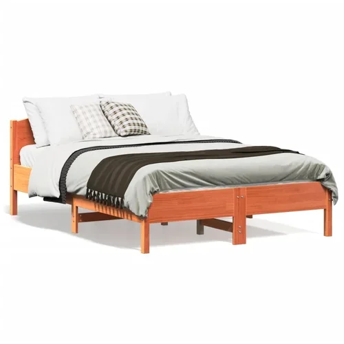  Okvir kreveta s uzglavljem voštano smeđi 140x190 cm od borovine