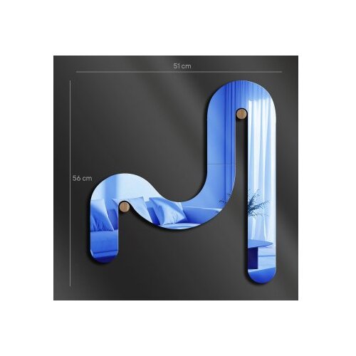 Wallxpert Zidno ogledalo Ozgl509, 51x56 cm, Plavo Slike