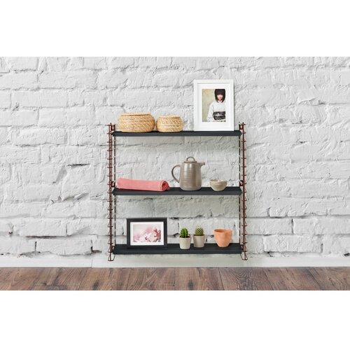 Metaltex 3-nivojski regal s črnimi policami Libro, dolžina 70 cm Slike