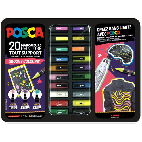 POSCA Pigmentni markerji GROOVY COLORS, kovinska &amp;scaron;katla 20 kom, (21656338) Slike