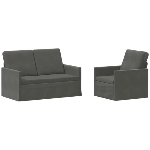  Set sofe 2 pcs Tamnosiva Kordura tekstil - Tamnosiva 1-Sjedalo + 2-Sjedalo (120 cm) Slike