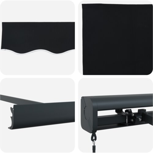 VidaXL ručna uvlačiva tenda crna 300x250 cm, zamjenska tkanina za tenda 3x2.5 m crna Slike