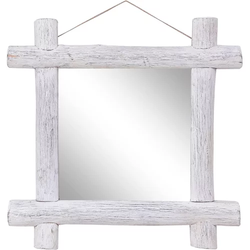 vidaXL Ogledalo od cjepanica bijelo 70 x 70 cm masivno obnovljeno drvo