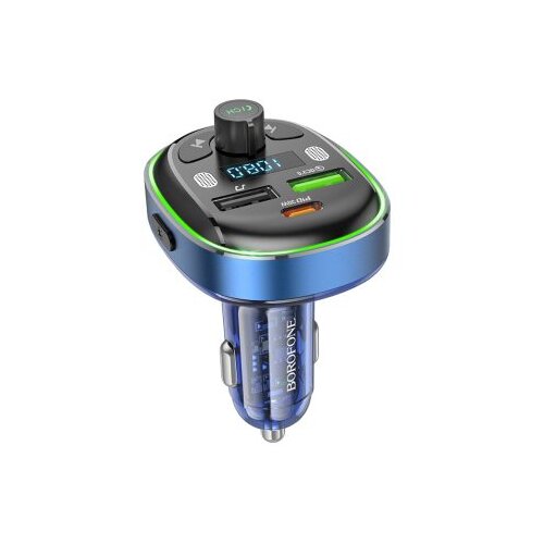 Borofone FM TRANSMITER BC47 MIGHT MP3, BLUETOOTH &amp;ndash; 2XUSB + TIP C &amp;ndash; QC 3.0 18W PD 30W PLAVIight PD30W+QC3.0 car jazz metal gray Slike