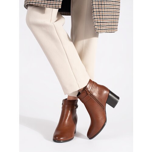 Sergio Leone Brown women&amp;#039;s leather ankle boots with a stiletto heel by Slike