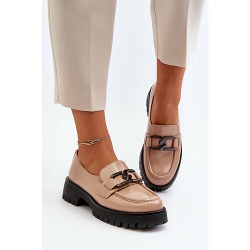 Kesi Patent leather women's loafers Beige Santtes Slike