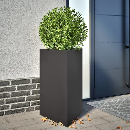 Furnova Vrtno korito 2 kosa črna trikotna 50x43x75 cm jeklo, (21920567) Slike