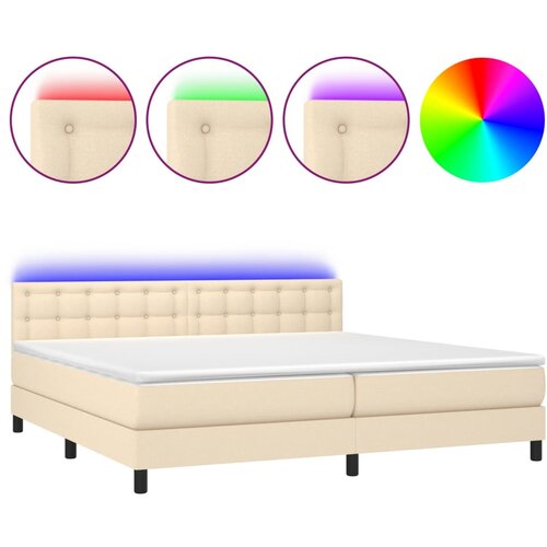 VidaXL Box spring postelja z vzmetnico LED krem 200x200 cm blago, (20898882) Slike