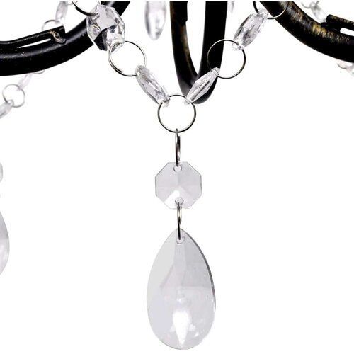  Luster s kristalnim perlama Art Noveau metalni crni 3X E14 svjetiljke Slike