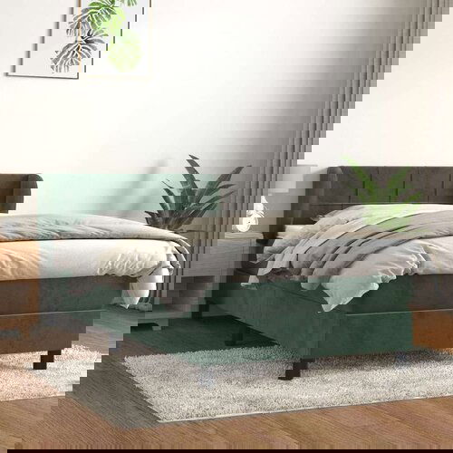 Box spring postelja z vzmetnico temno zelena 90x200 cm žamet, (20898756) Slike