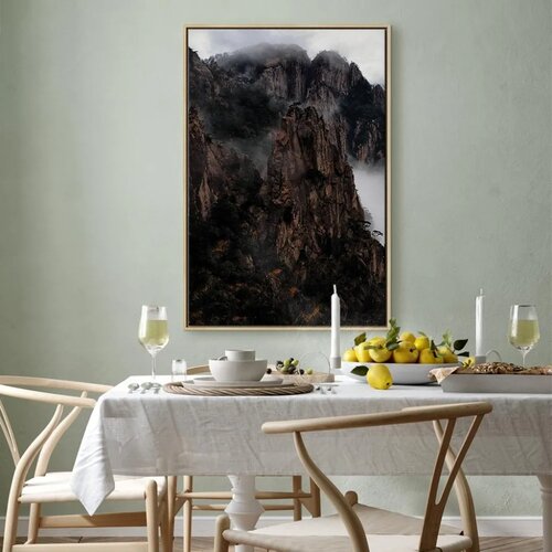  Slika - Heart of Mountain Landscape (1-part) - Clouds Amid Rocks 40x60 U prirodnom drvenom okviru Slike