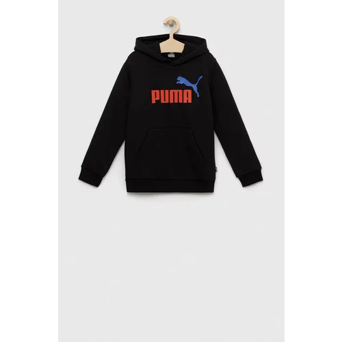 Puma Otroški pulover ESS+ 2 Col Big Logo Hoodie FL B črna barva, s kapuco