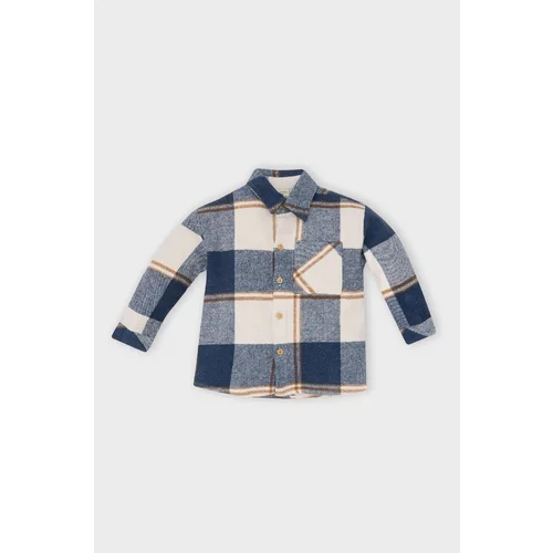 Defacto Baby Boy Shirt Collar Flannel Long Sleeve Pocket Plaid Shirt