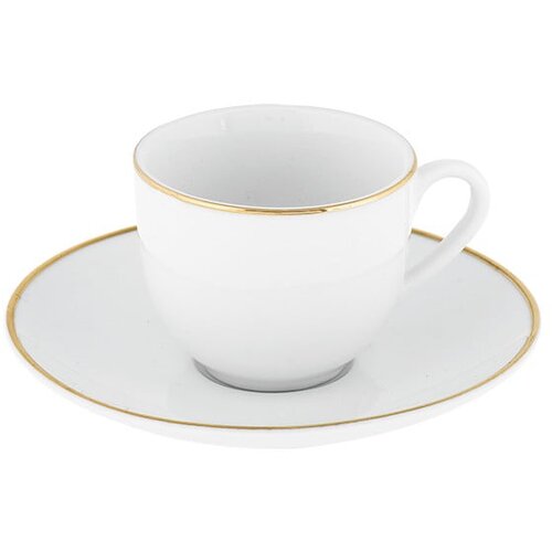 Villa Altachiara Komplet 6 belih porcelanskih skodelic s podstavki Gold Chic Cene