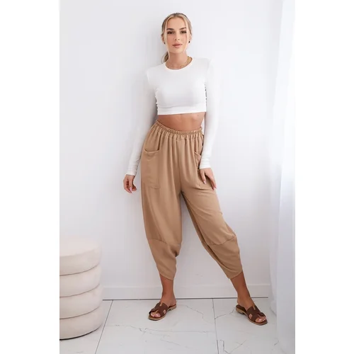 Kesi Włoski Trousers with wide leg and pockets Camel