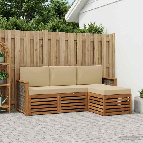  Set vanjskih sofa 4 kom. Prirodna i bež Smeđa Slike