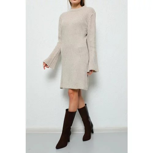 BİKELİFE Women's Mini Lycra Winter Knitwear Dress