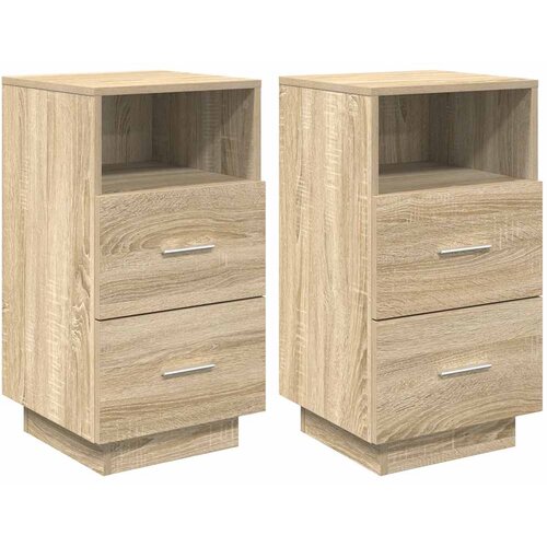  Noćni ormarići 2 kom s 2 ladice sonoma hrast 36x36x68 cm Slike
