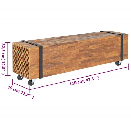  stalak 110 x 30 x 32,5 cm od masivne tikovine Slike