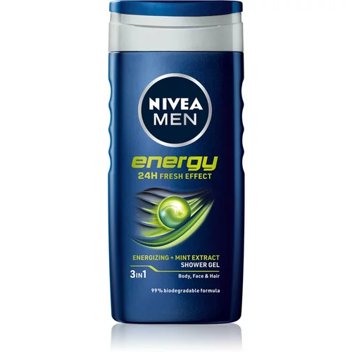Nivea Men Energy gel za prhanje za telo, obraz in lase 250 ml za moške