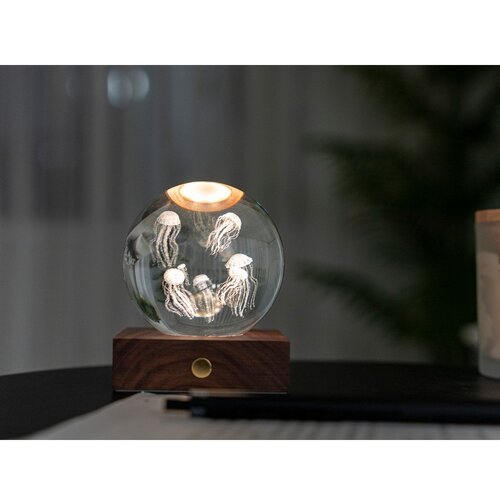 Gingko LED namizna svetilka v naravni barvi s steklenim senčilom (vi&amp;scaron;ina 8 cm) Amber &amp;ndash; Slike